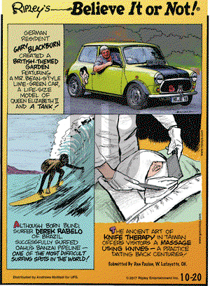 Ripley's Believe It or Not on Friday October 20, 2017 Comic Strip