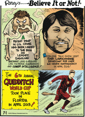 Ripley's Believe It or Not on Monday July 1, 2013 Comic Strip