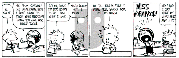 Calvin and Hobbes on Wednesday February 1, 1989 Comic Strip