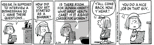 Peanuts on Thursday March 24, 1994 Comic Strip
