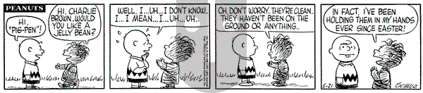 Peanuts on Wednesday May 21, 1958 Comic Strip