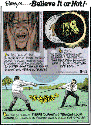Ripley's Believe It or Not on Thursday September 13, 2012 Comic Strip