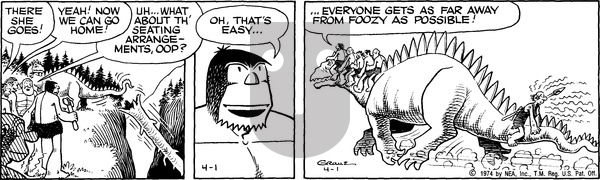Alley Oop on Monday April 1, 1974 Comic Strip