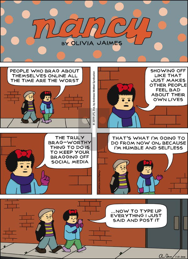 Nancy on Sunday January 13, 2019 Comic Strip