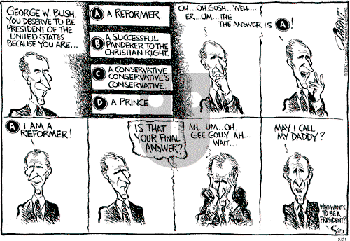 Pat Oliphant on Monday February 21, 2000 Comic Strip