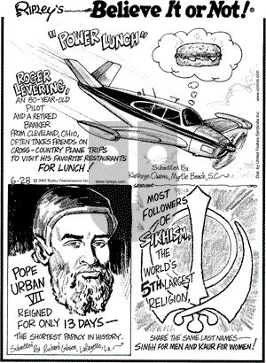 Ripley's Believe It or Not - Tuesday June 28, 2005 Comic Strip