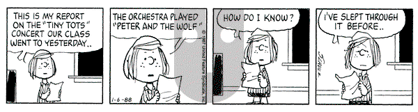 Peanuts on Wednesday January 6, 1988 Comic Strip
