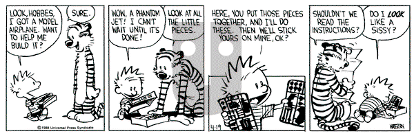 Calvin and Hobbes on Tuesday April 19, 1988 Comic Strip