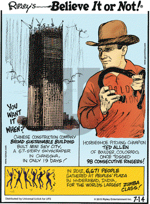 Ripley's Believe It or Not on Tuesday July 14, 2015 Comic Strip