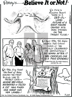 Ripley's Believe It or Not on Thursday July 25, 1996 Comic Strip