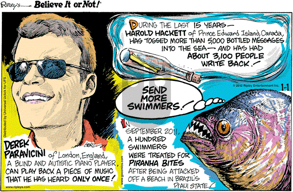 Ripley's Believe It or Not - Sunday January 1, 2012 Comic Strip
