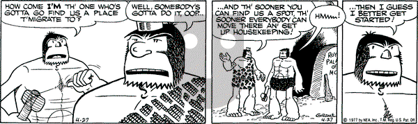 Alley Oop on Wednesday April 27, 1977 Comic Strip