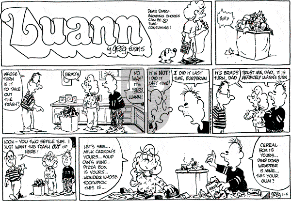 Luann on Sunday November 4, 1990 Comic Strip