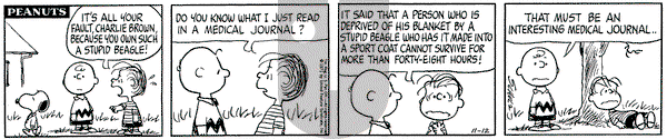 Peanuts on Friday November 12, 1971 Comic Strip