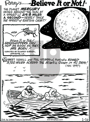 Ripley's Believe It or Not on Friday January 16, 1998 Comic Strip
