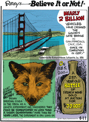 Ripley's Believe It or Not on Saturday June 11, 2011 Comic Strip