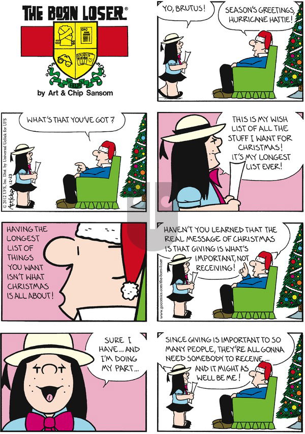 The Born Loser on Sunday December 23, 2012 Comic Strip