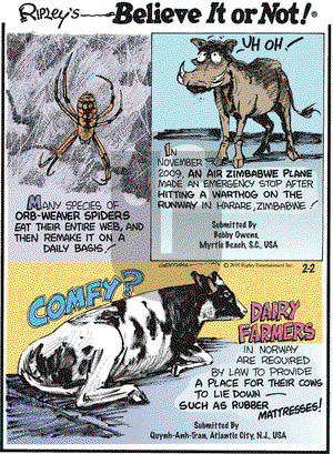 Ripley's Believe It or Not on Tuesday February 2, 2010 Comic Strip