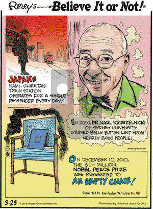 Ripley's Believe It or Not on Wednesday March 23, 2016 Comic Strip