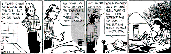 Calvin and Hobbes on Tuesday March 19, 1991 Comic Strip