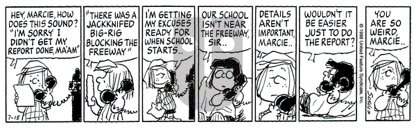 Peanuts on Saturday September 19, 1998 Comic Strip
