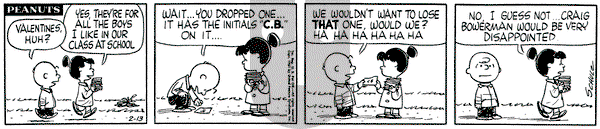 Peanuts on Monday February 13, 1961 Comic Strip