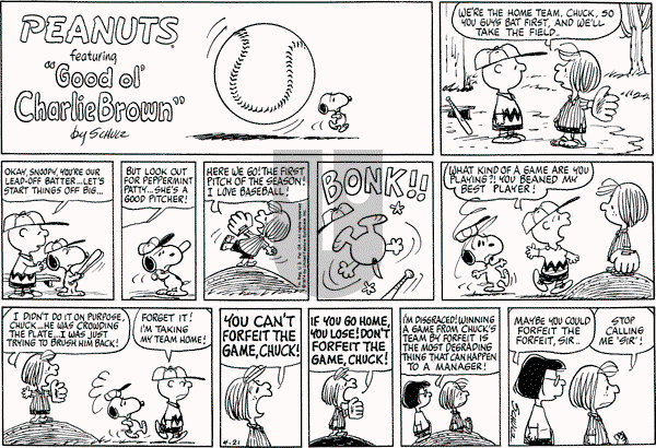 Peanuts - Sunday April 21, 1974 Comic Strip