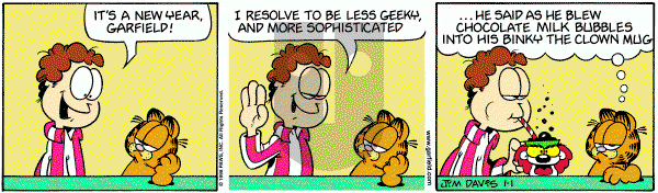 Garfield on Thursday January 1, 1998 Comic Strip
