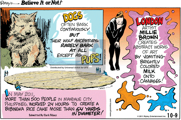 Ripley's Believe It or Not on Sunday October 9, 2011 Comic Strip