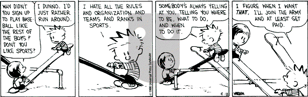 Calvin and Hobbes - Wednesday April 18, 1990 Comic Strip