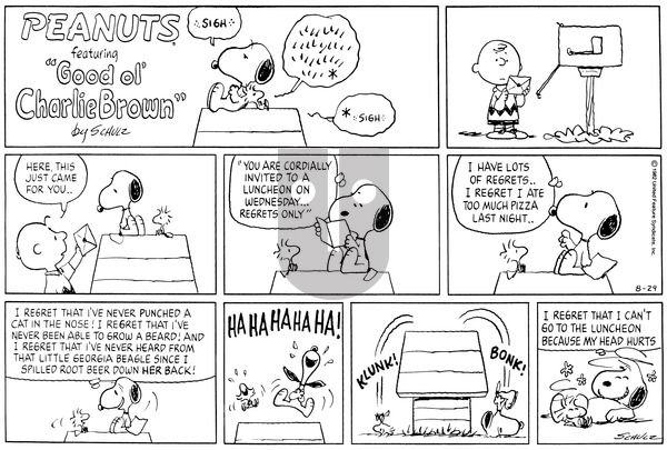 Peanuts on Sunday August 29, 1982 Comic Strip