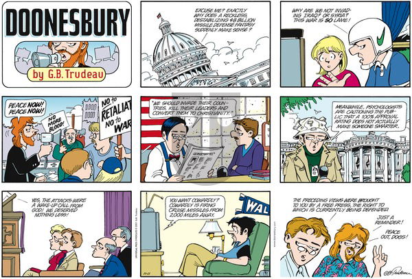 Doonesbury on Sunday November 11, 2001 Comic Strip