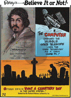 Ripley's Believe It or Not on Tuesday July 2, 2013 Comic Strip