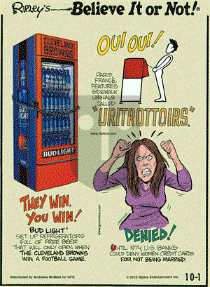 Ripley's Believe It or Not on Monday October 1, 2018 Comic Strip