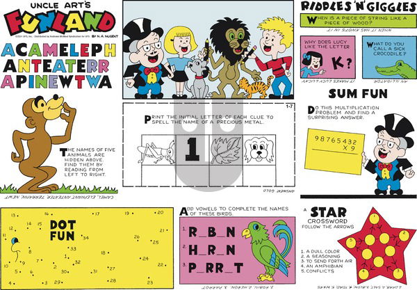 Uncle Art's Funland on Sunday January 7, 2024 Comic Strip