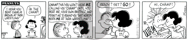 Peanuts on Tuesday February 7, 1967 Comic Strip