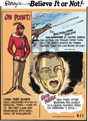 Ripley's Believe It or Not on Saturday June 11, 2016 Comic Strip
