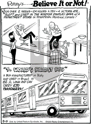 Ripley's Believe It or Not on Thursday August 5, 1999 Comic Strip