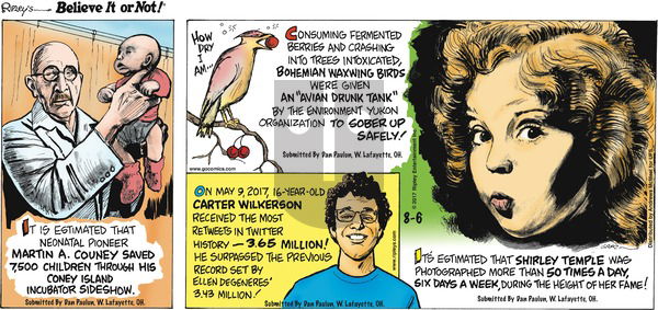 Ripley's Believe It or Not on Sunday August 6, 2017 Comic Strip