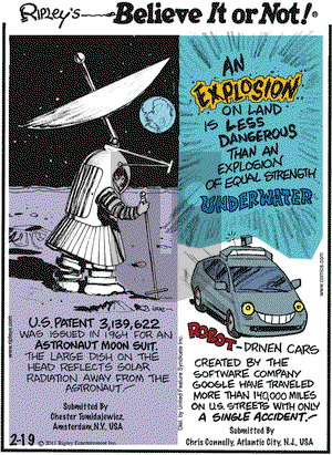 Ripley's Believe It or Not on Saturday February 19, 2011 Comic Strip