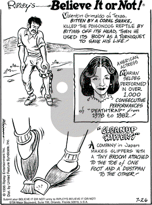 Ripley's Believe It or Not on Friday July 26, 1996 Comic Strip