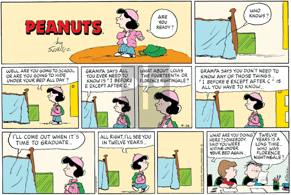 Peanuts - Sunday September 26, 1999 Comic Strip