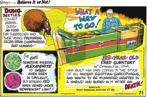 Ripley's Believe It or Not on Sunday July 1, 2012 Comic Strip
