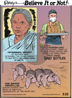 Ripley's Believe It or Not on Saturday May 29, 2021 Comic Strip