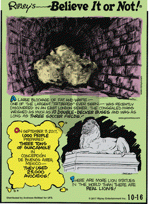 Ripley's Believe It or Not on Monday October 16, 2017 Comic Strip