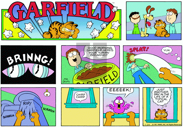 Garfield on Sunday April 26, 1981 Comic Strip