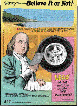 Ripley's Believe It or Not on Thursday May 17, 2018 Comic Strip