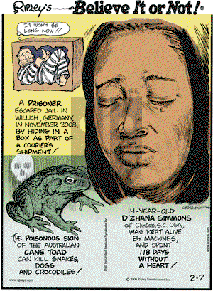 Ripley's Believe It or Not - Saturday February 7, 2009 Comic Strip