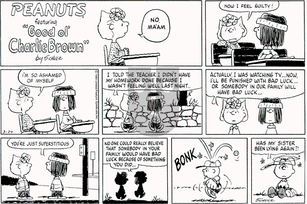 Peanuts - Sunday March 24, 1985 Comic Strip