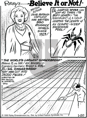 Ripley's Believe It or Not on Tuesday January 20, 1998 Comic Strip